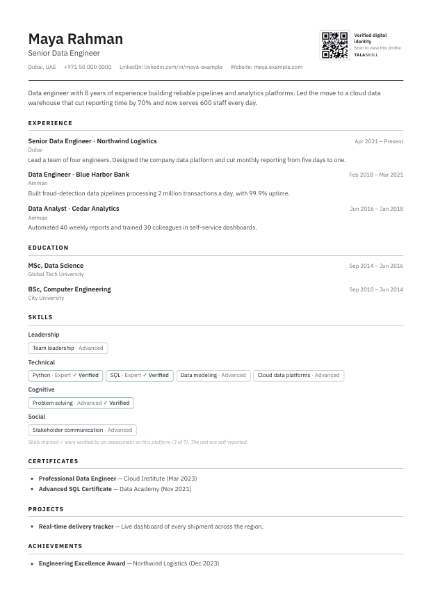 Preview of the ATS Classic CV template